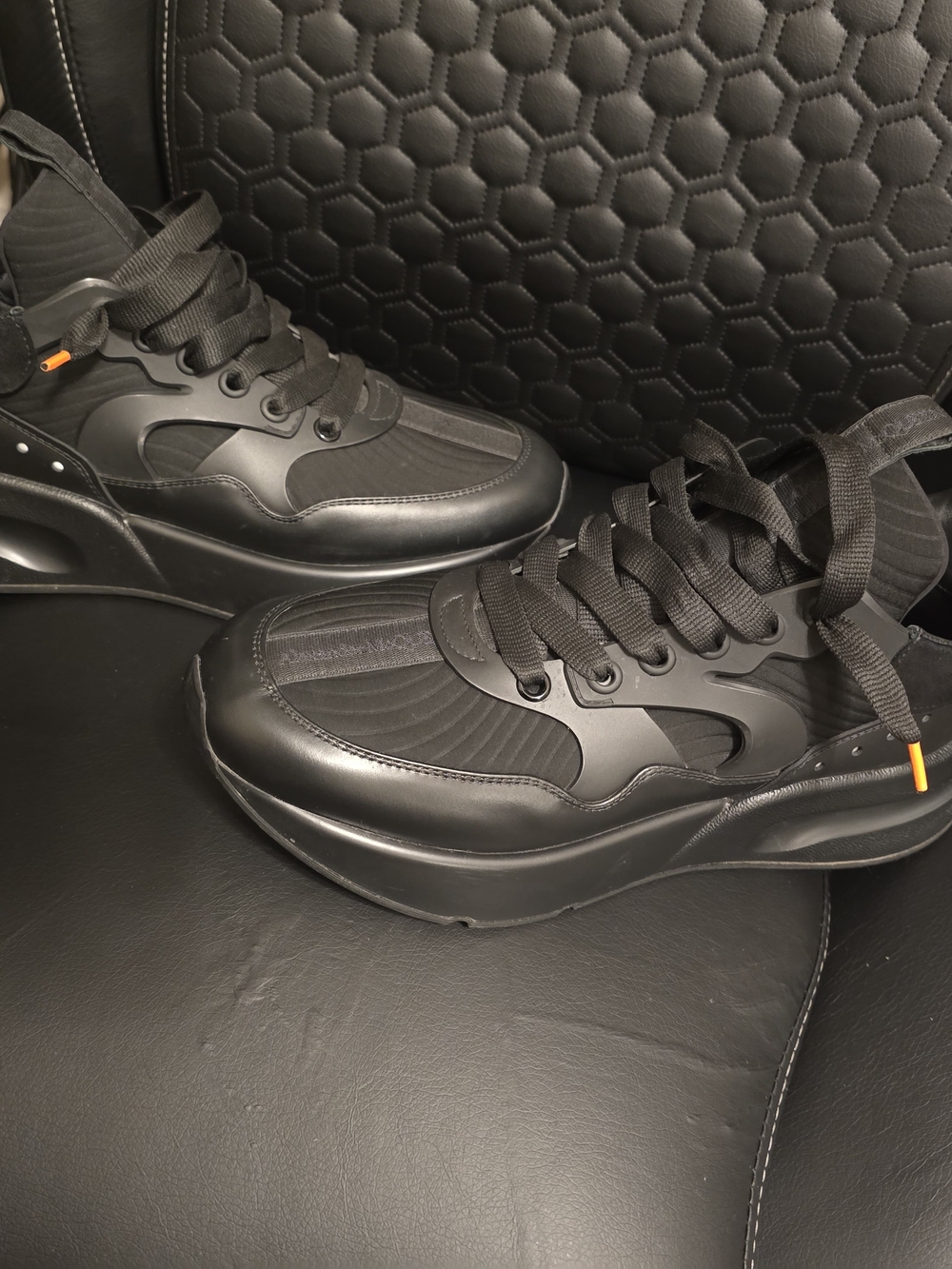 Alexander McQueen Black Platform Runner Sneakers with Orange Tab